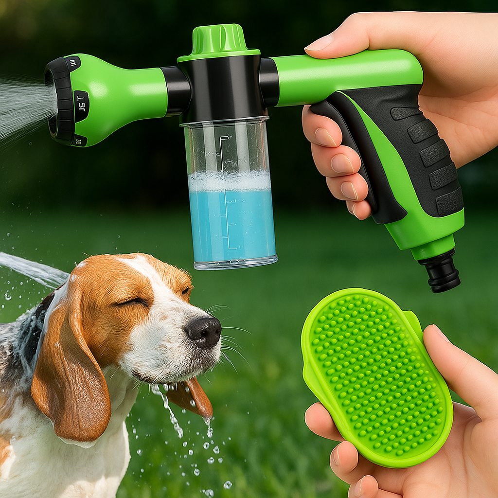 Kit Pistola de Baño + Cepillo para Mascotas™